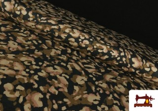 Tela de Punto con Viscosa Estampado de Leopardo Marrón