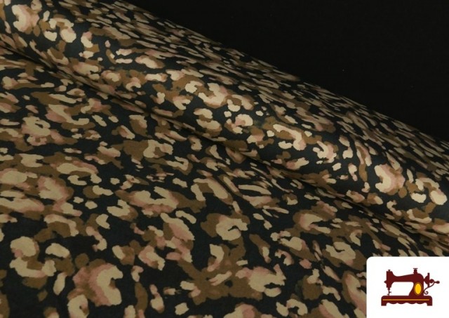 Tela de Punto con Viscosa Estampado de Leopardo Marrón