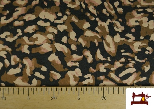 Comprar online Tela de Punto con Viscosa Estampado de Leopardo Marrón