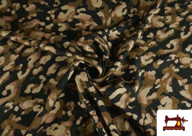 Venta online de Tela de Punto con Viscosa Estampado de Leopardo Marrón