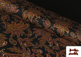 Tela de Punto con Viscosa con Estampado de Cachemir Naranja