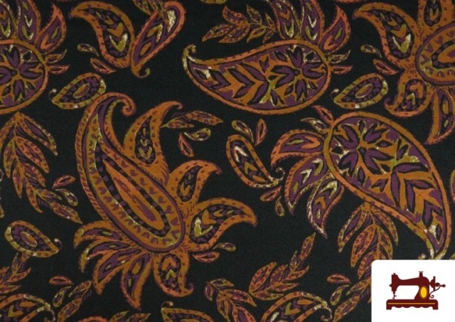 Venta de Tela de Punto con Viscosa con Estampado de Cachemir Naranja