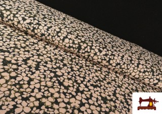 Tela de Viscosa Arrugada Flores Rosa Palo