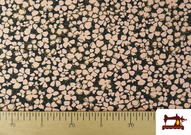 Comprar online Tela de Viscosa Arrugada Flores Rosa Palo