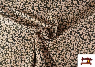 Venta online de Tela de Viscosa Arrugada Flores Rosa Palo