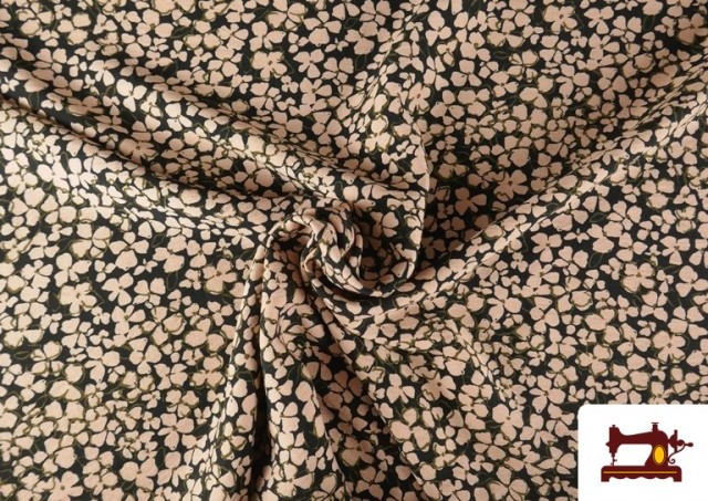 Venta online de Tela de Viscosa Arrugada Flores Rosa Palo