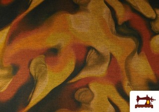 Venta de Tela de Punto Roma Estampado Aguas de Colores color Ocre mostaza