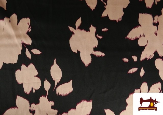 Comprar Tela de Viscosa con Saten Estampada Flores Prensadas color Rosa pálido
