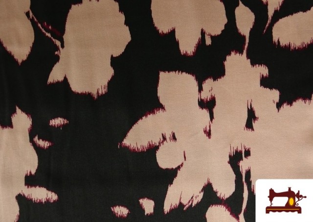 Venta de Tela de Viscosa con Saten Estampada Flores Prensadas color Rosa pálido