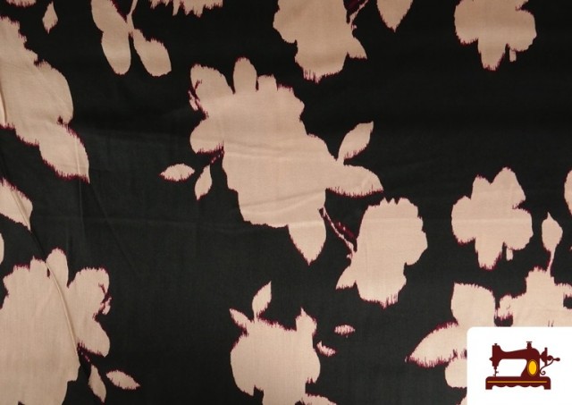 Venta online de Tela de Viscosa con Saten Estampada Flores Prensadas color Rosa pálido