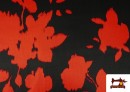 Comprar Tela de Viscosa con Saten Estampada Flores Prensadas color Rojo