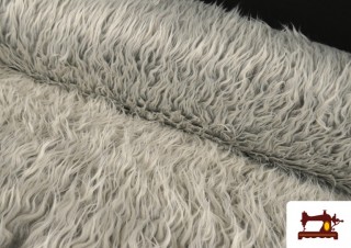 Tela de Pelo Animal Largo Efecto Ondulado Gris