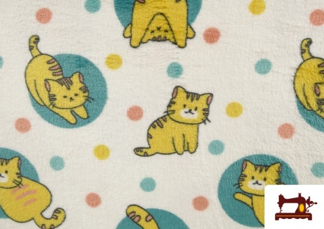 Venta de Tela de Coralina Polar Suave Al Tacto Estampado Gatos