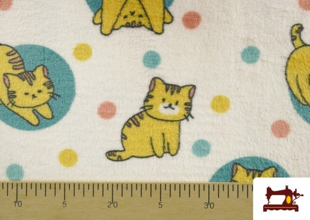 Comprar online Tela de Coralina Polar Suave Al Tacto Estampado Gatos