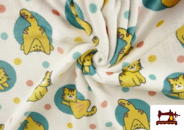 Venta online de Tela de Coralina Polar Suave Al Tacto Estampado Gatos