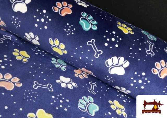 Tela de Coralina Polar Suave Al Tacto Estampado Huellas