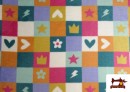 Comprar Tela de Coralina Polar Suave Al Tacto Estampado Cuadros, Corazones y Flores