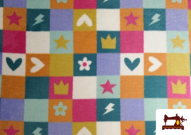 Comprar Tela de Coralina Polar Suave Al Tacto Estampado Cuadros, Corazones y Flores