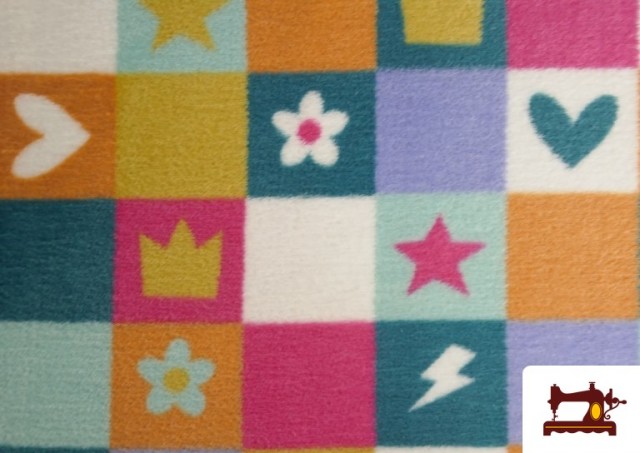 Venta de Tela de Coralina Polar Suave Al Tacto Estampado Cuadros, Corazones y Flores