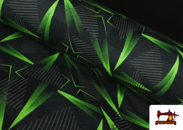 Tela de Sudadera Perchada Estampado Verde