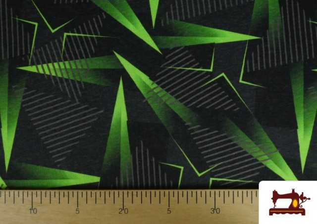 Comprar online Tela de Sudadera Perchada Estampado Verde