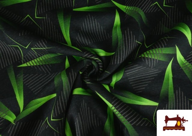 Venta online de Tela de Sudadera Perchada Estampado Verde