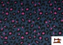 Comprar Tela de Sudadera Perchada Estampado Leopardo Fucsia y Azul