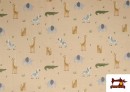 Comprar Tela de Punto de Camiseta Animales Fondo Beige