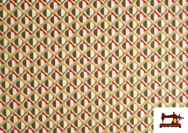 Venta de Tela de Popelín Estampado Geométrico de Colores