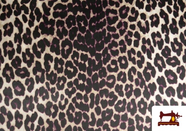 Comprar Tela Crep Satén Estampado Leopardo Tono Morado