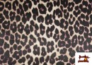 Venta de Tela Crep Satén Estampado Leopardo Tono Morado