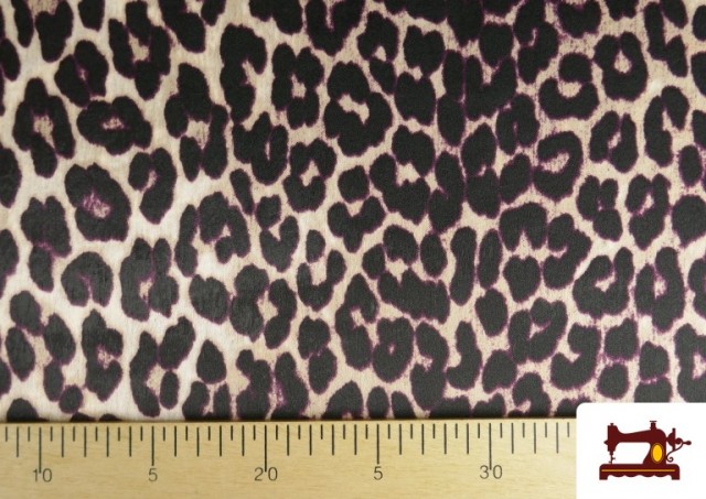 Tela Crep Satén Estampado Leopardo Tono Morado