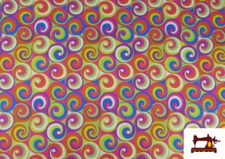 Tela Stretch estampado Espirales Multicolor