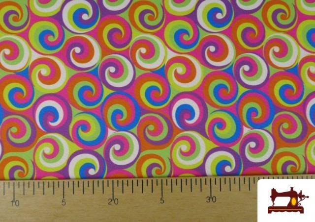 Comprar Tela Stretch estampado Espirales Multicolor