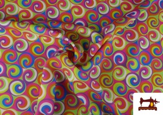 Comprar online Tela Stretch estampado Espirales Multicolor