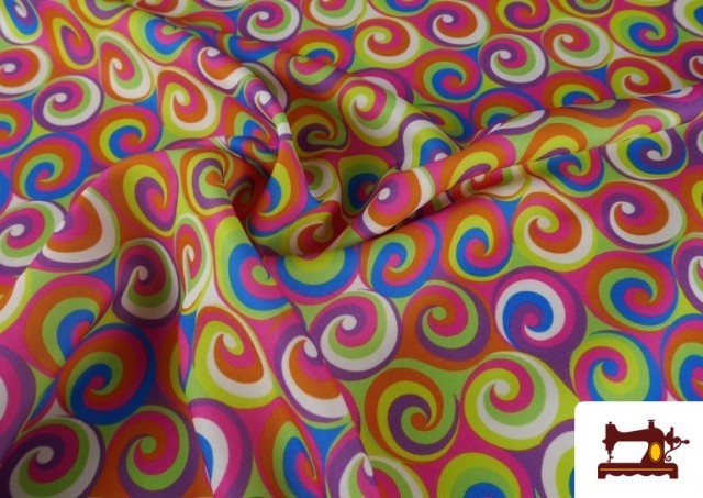 Venta online de Tela Stretch estampado Espirales Multicolor