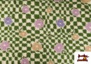 Tela de Borreguito Estampado Cuadros y Flores de Colores