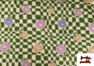 Tela de Borreguito Bouclé Estampado Cuadros y Flores de Colores