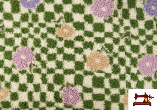 Venta de Tela de Borreguito Bouclé Estampado Cuadros y Flores de Colores