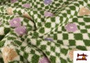 Tela de Borreguito Estampado Cuadros y Flores de Colores