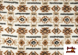 Venta de Tela de Borreguito Bouclé Estampado Tribal Étnico Para Vestuario