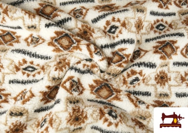 Comprar online Tela de Borreguito Estampado Tribal Étnico Para Vestuario