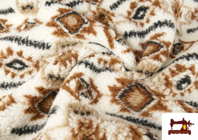 Tela de Borreguito Estampado Tribal Étnico Para Vestuario