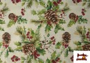 Venta de Tela de Loneta Navideña Piñas Ancho 140 cm