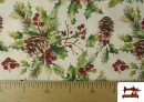 Comprar online Tela de Loneta Navideña Piñas Ancho 140 cm