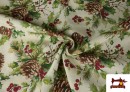Venta online de Tela de Loneta Navideña Piñas Ancho 140 cm