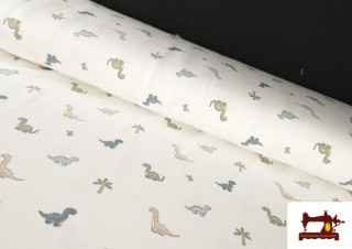 Tela de Punto de Camiseta Dinosaurios Infantil