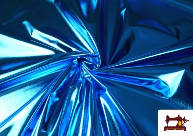 Tela de Lamé Metalizado Económico de Colores 150 cm Ancho color Azul