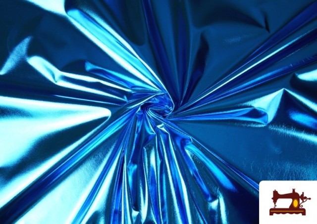 Tela de Lamé Metalizado Económico de Colores 150 cm Ancho color Azul