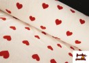 Tela de Coralina Polar Suave Al Tacto Estampado Corazones Rojos
